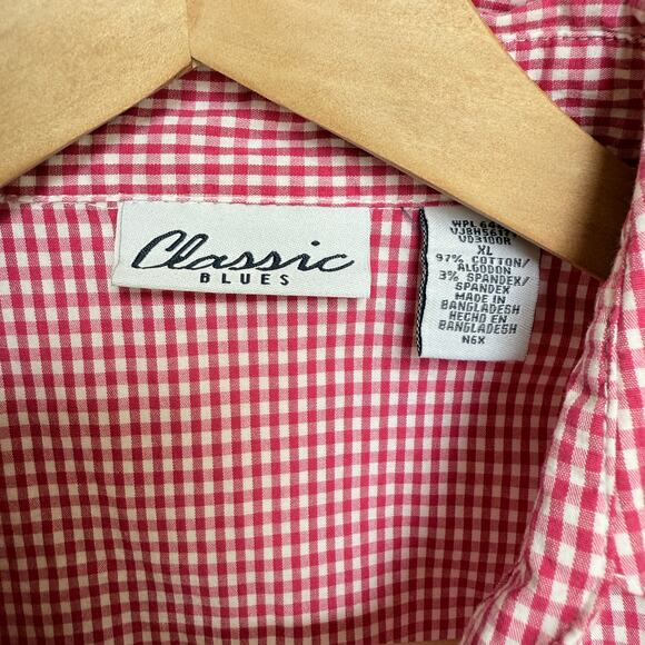 Classic Blues Vintage 90s Women's Pink White Gingham Vneck Sleeveless Top sz XL - Picture 5 of 5